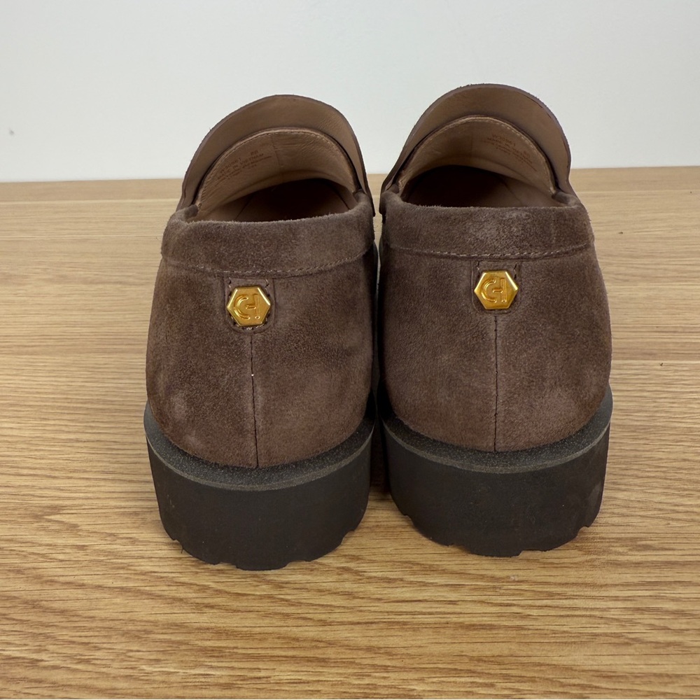 Cole Haan Geneva Lug Sole Loafers Lava Brown Suede Platform Flats Women’s Size 8 - Picture 8 of 12